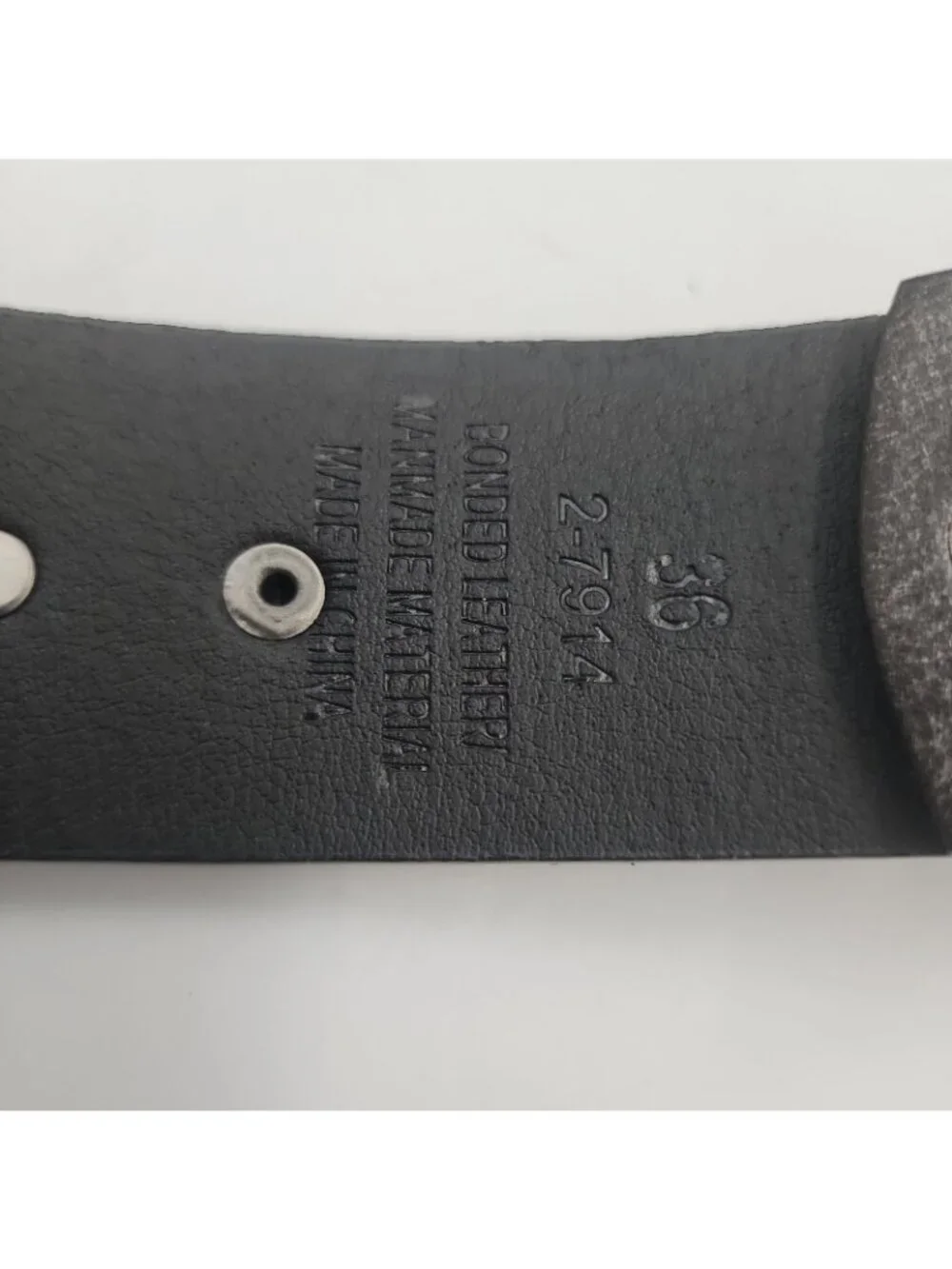 Mens Fleur Belt 36 Gray Black Bonded Leather Fits 35-38